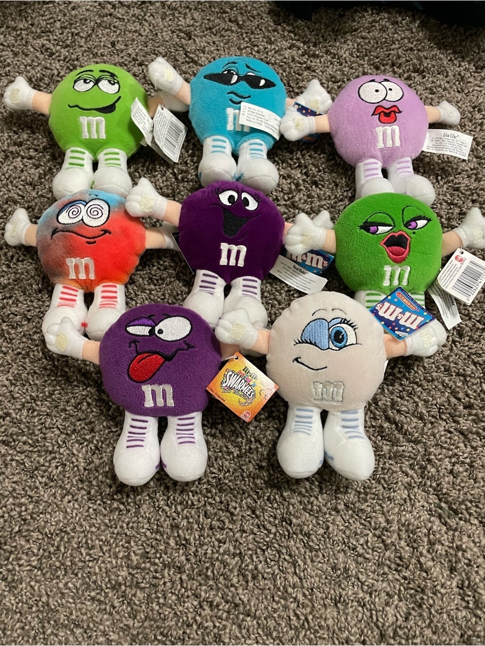 M&M's Plush Mini Swarmee’s Set of 8 Vintage 90s Collectible